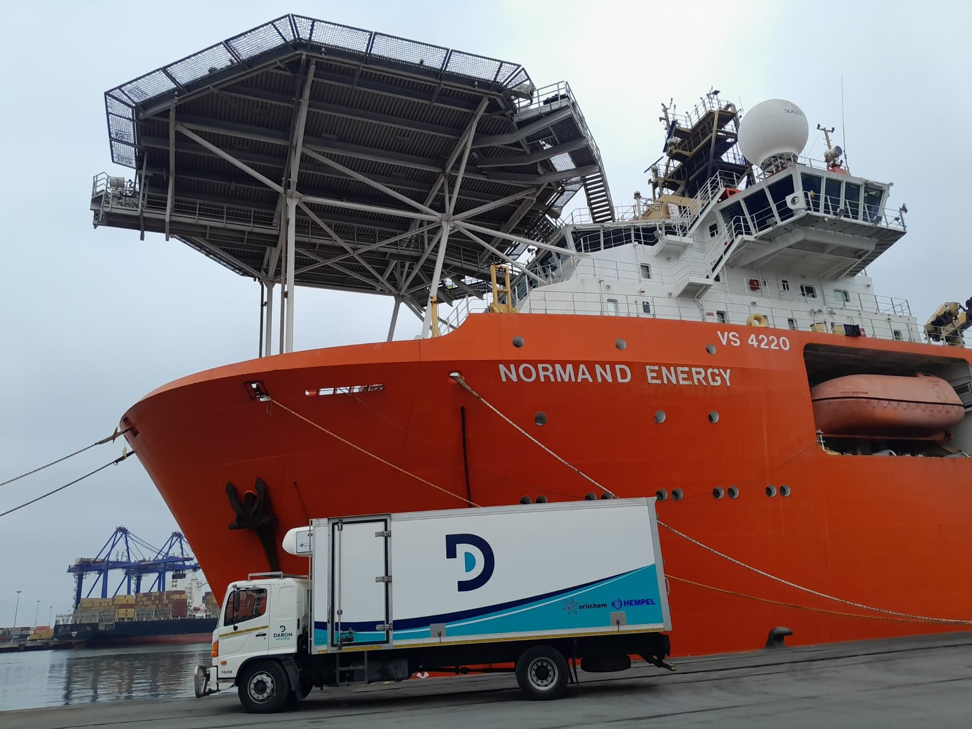 Daron truck delivering to the Normand Energy rig