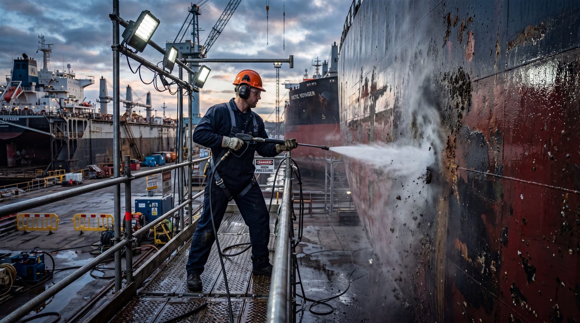 High-pressure marine maintenance and surface preparation